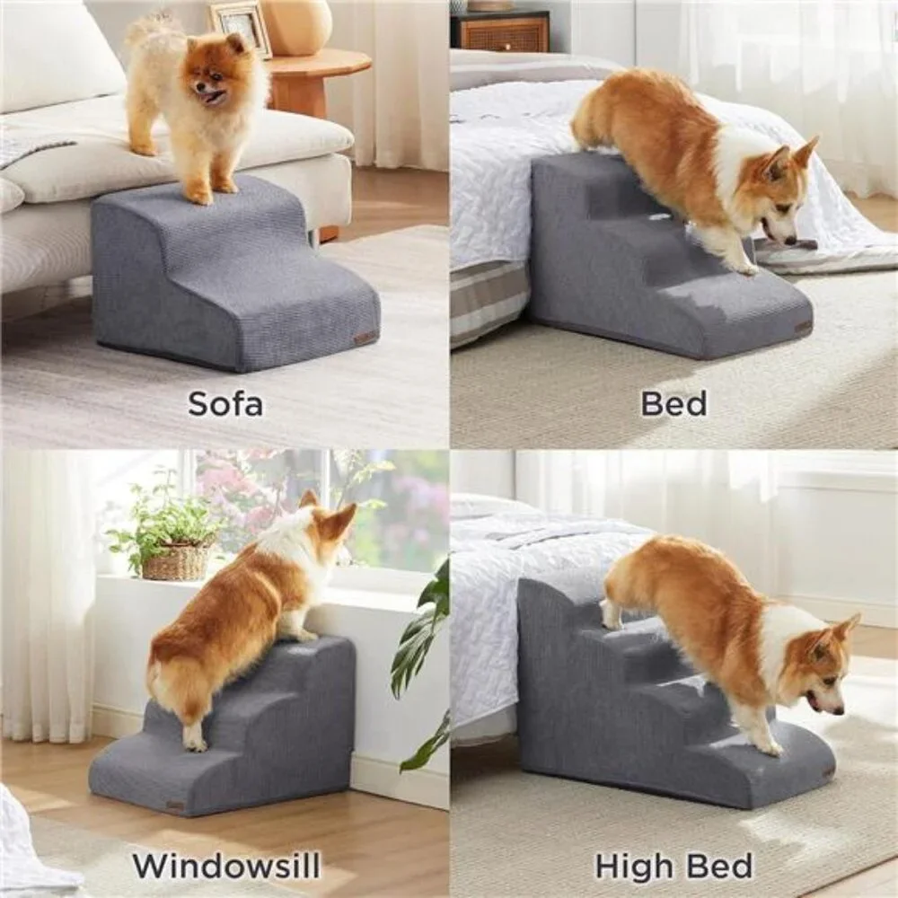 Dog Stairs for Small Dogs - Dog Ramp for High Beds and Couch with Certified Foam